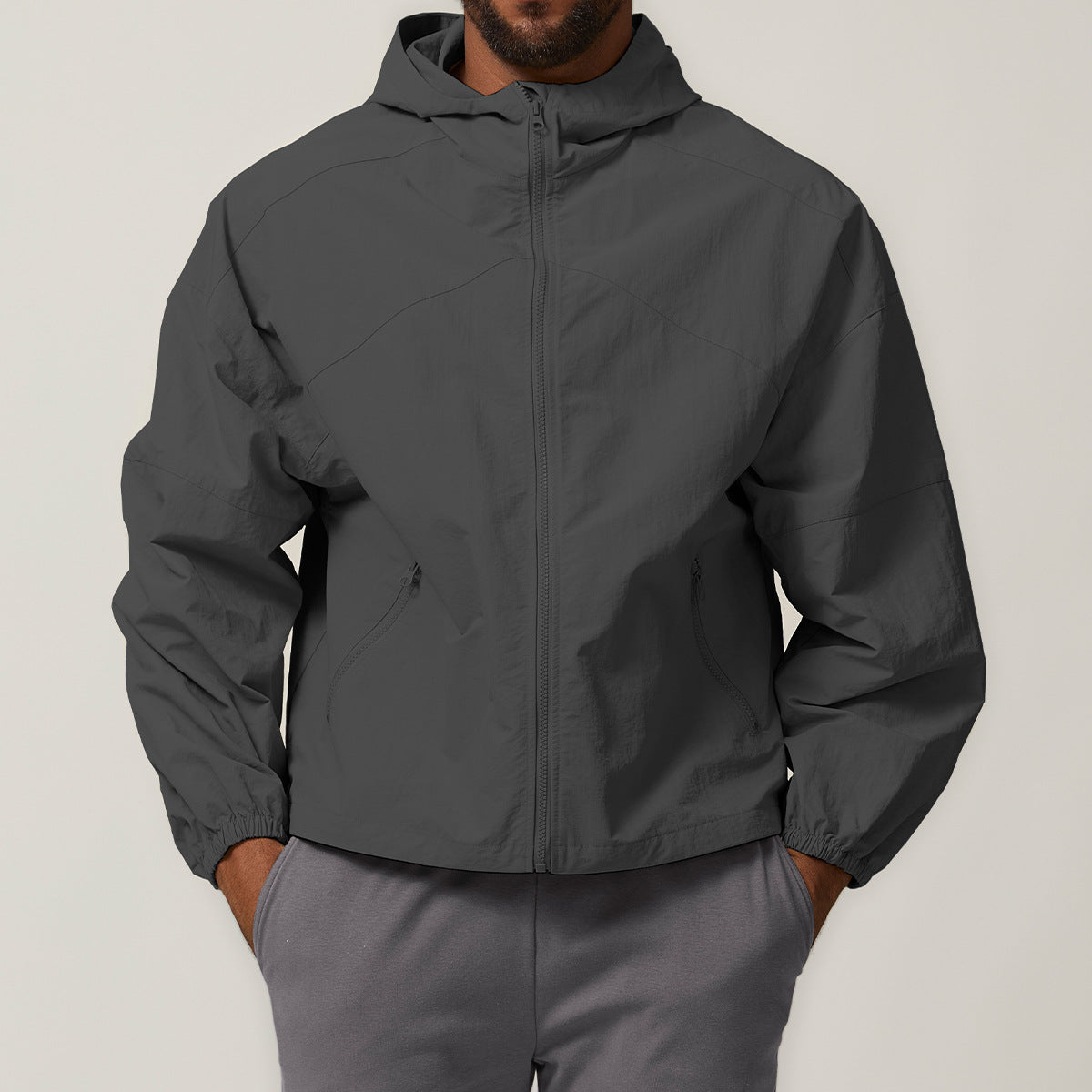 Zipper windproof hooded outdoor waterproof jacket jacket hardshell