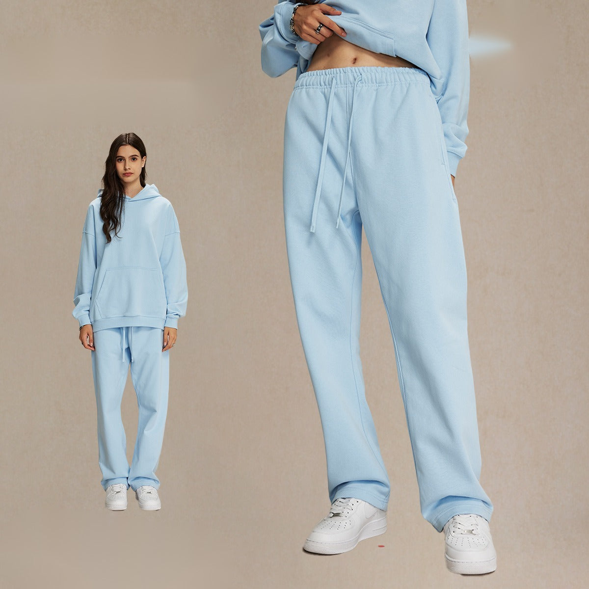 430g straight wool circle solid color pants loose sport