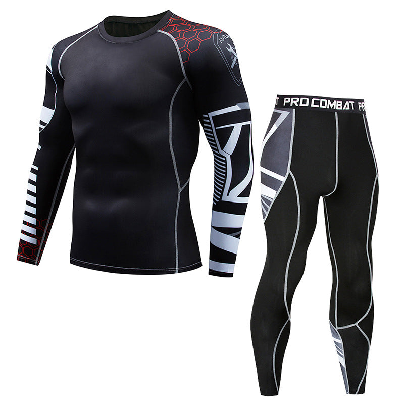 New Sports Tights Men's Lion Head Long-sleeved Sports Men's Fitness T-shirt Quick-drying Elastic PRO Suit-1