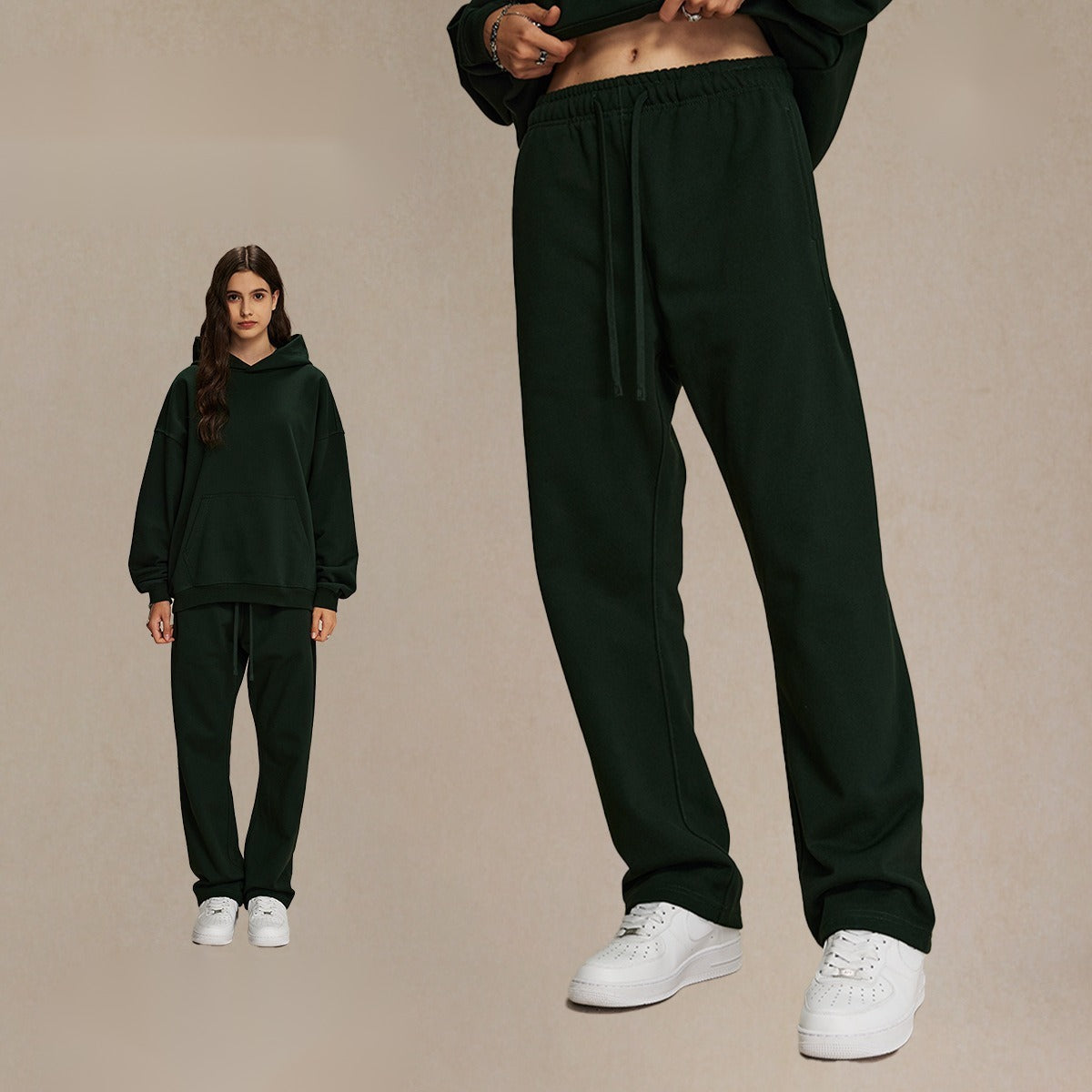 430g straight wool circle solid color pants loose sport