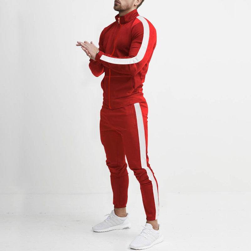 Leisure sports suit color matching style men's personalized hooded trendy sports suit 7 colors