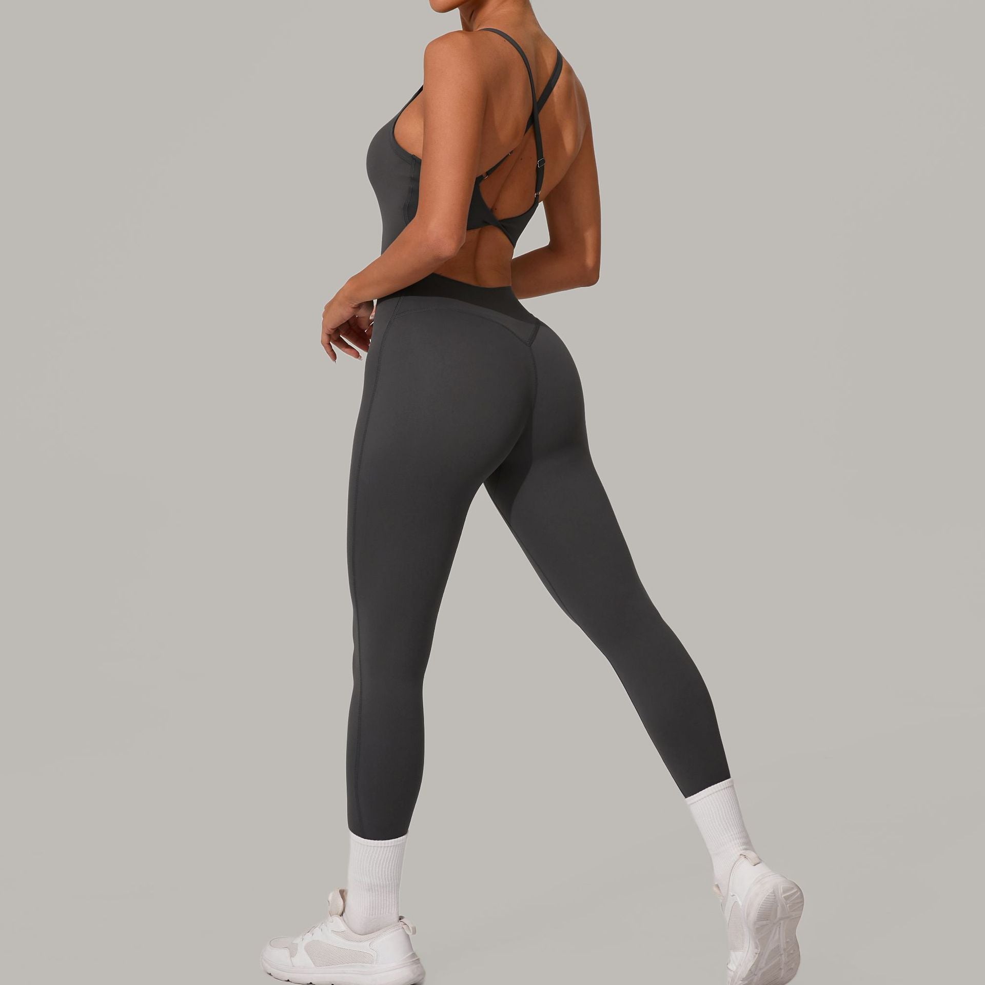 Adjustable buckle onesie cross waist lift hip exercise yoga tight onesie