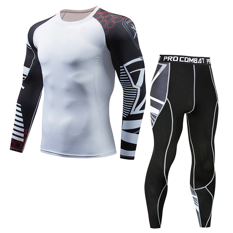 New Sports Tights Men's Lion Head Long-sleeved Sports Men's Fitness T-shirt Quick-drying Elastic PRO Suit-1