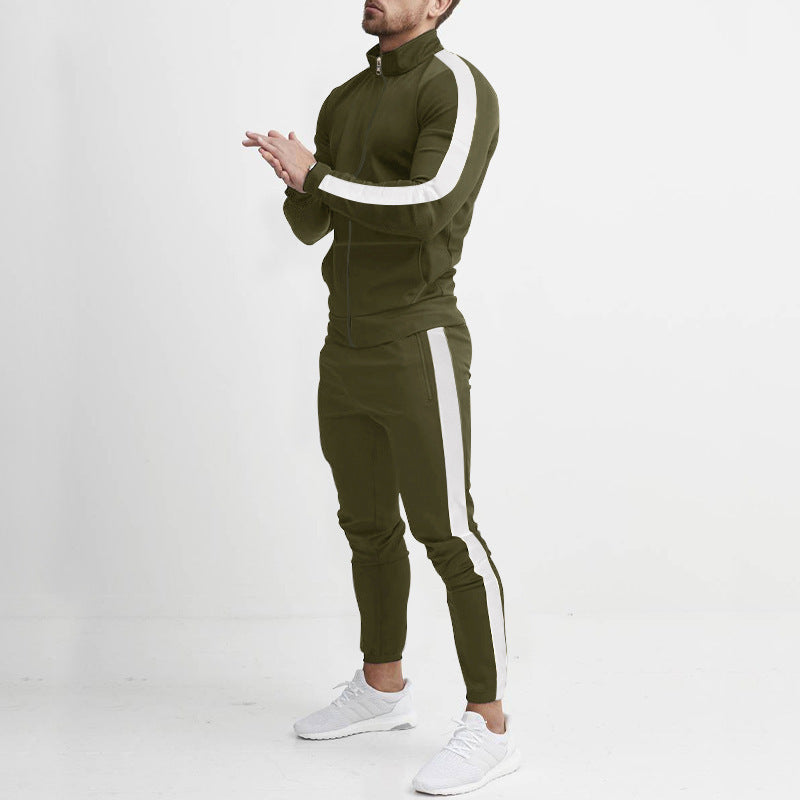Leisure sports suit color matching style men's personalized hooded trendy sports suit 7 colors