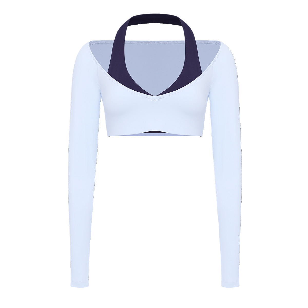 Long Sleeve Crop Top & Legging Set, Brushed Fabric Color Block Quick-DrySkinny Fitness Yoga Wear with Built-in Bra for Pilates & Workout1