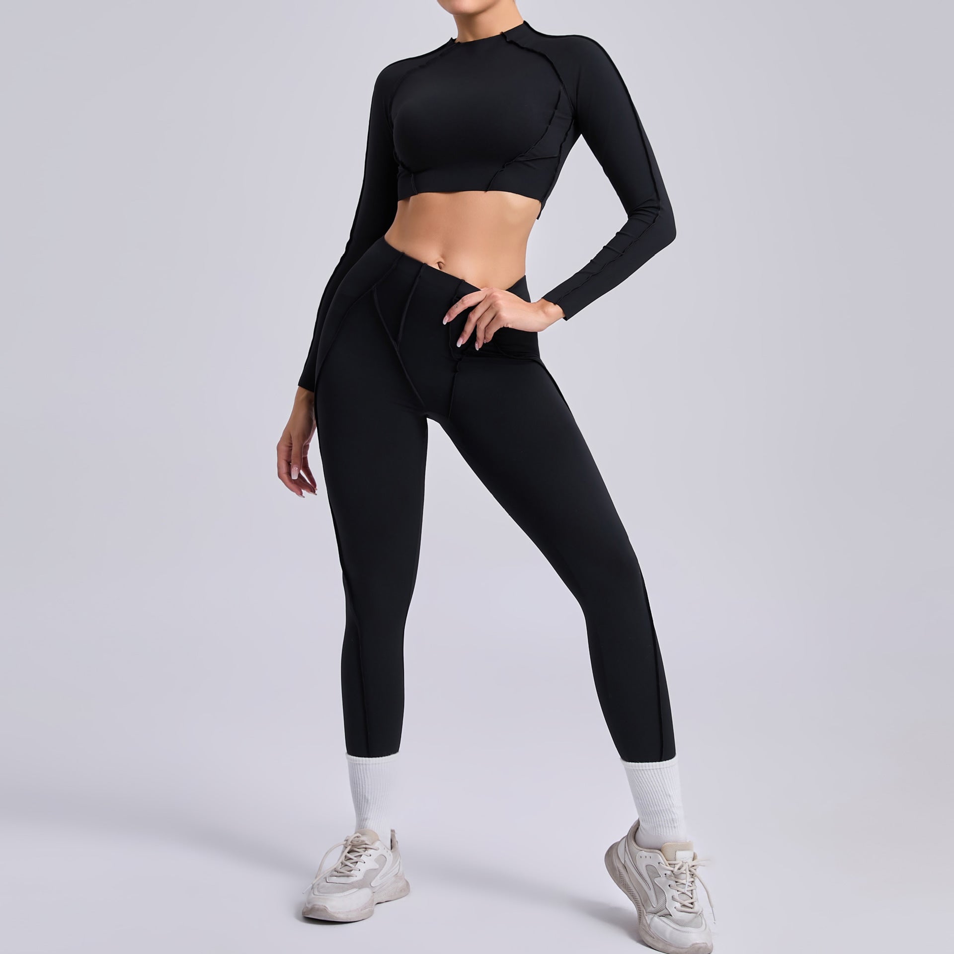 Stereoscopic yoga set for women pleated buttock lift