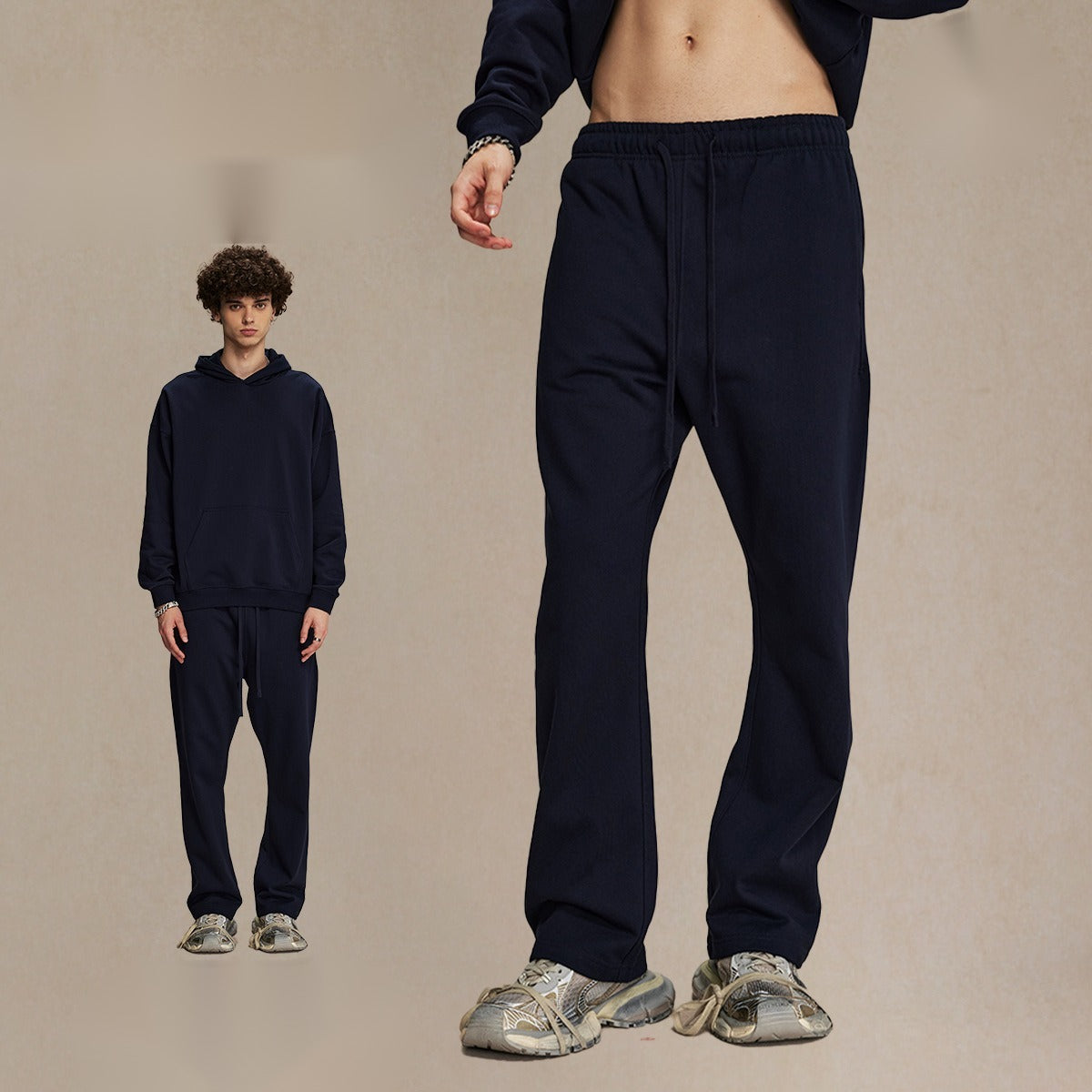 430g straight wool circle solid color pants loose sport
