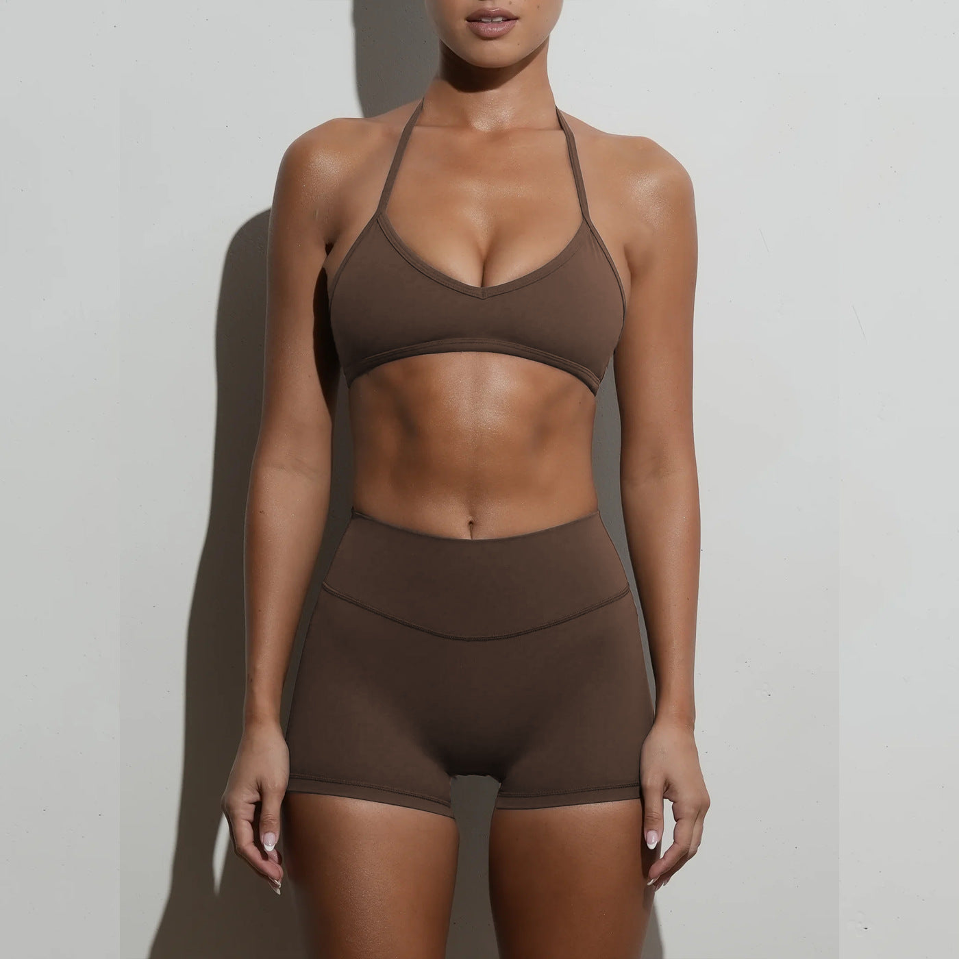 New neckwear beauty back bra yoga suit fitness shorts pilates speed up dry two-piece set