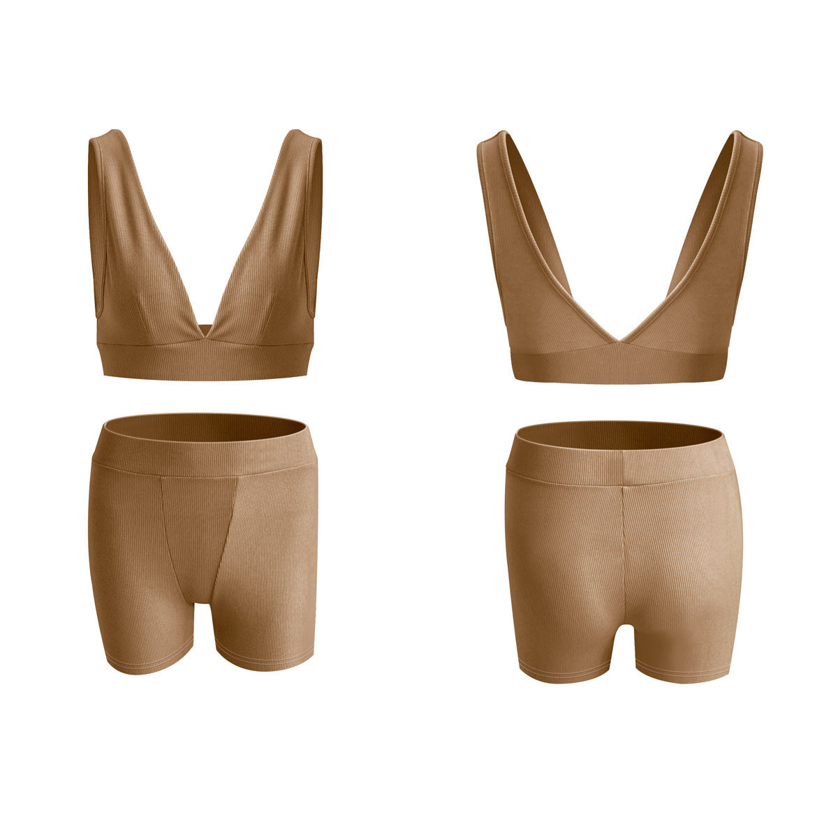 New Sports Underwear Set Beautiful Back Suspenders With Chest Pad Triangle Cup Without Steel Ring Buttocks Fitness Pants Set 9 Colors Style1