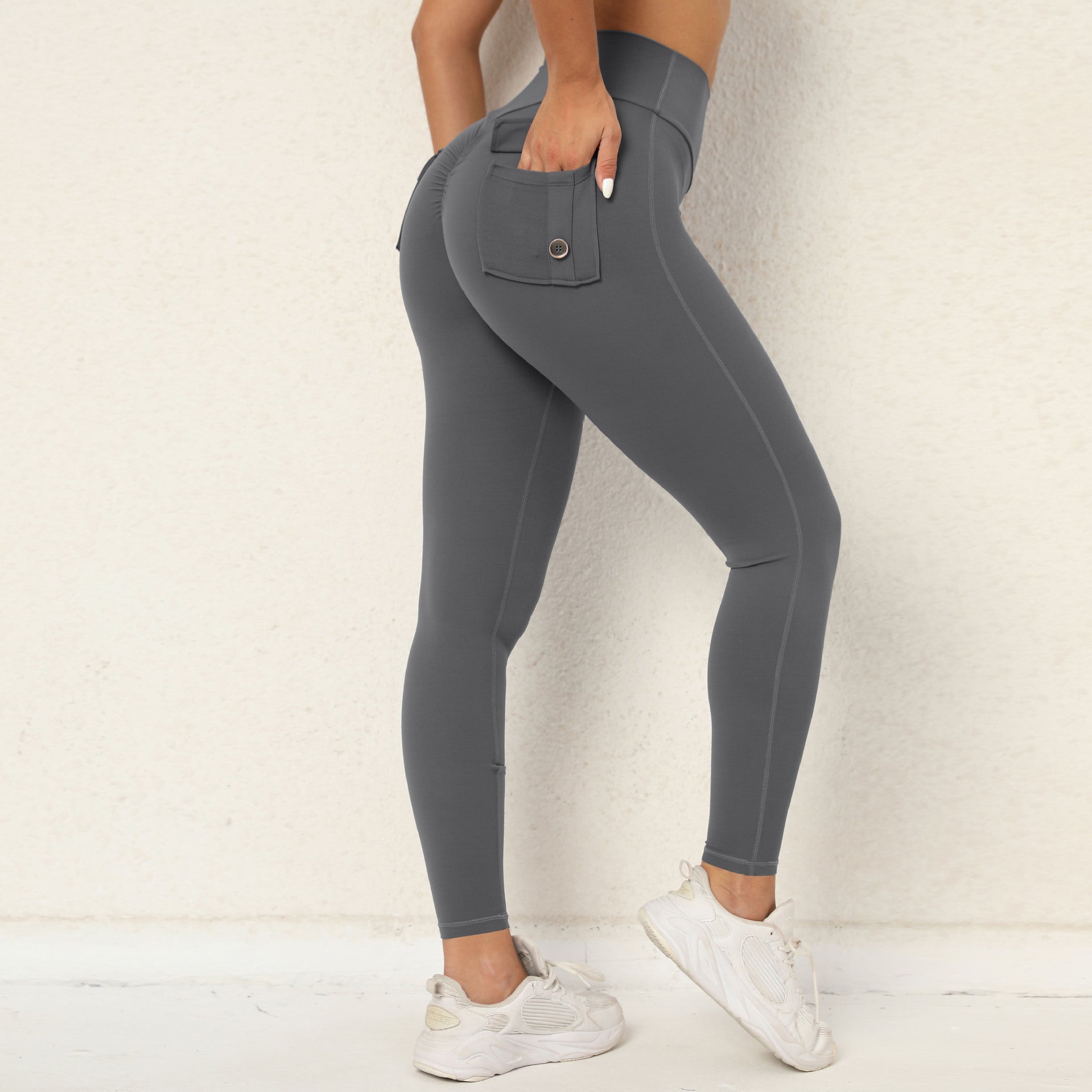 Peach butt cargo tight height waist stretch button-up yoga pants 14 colors