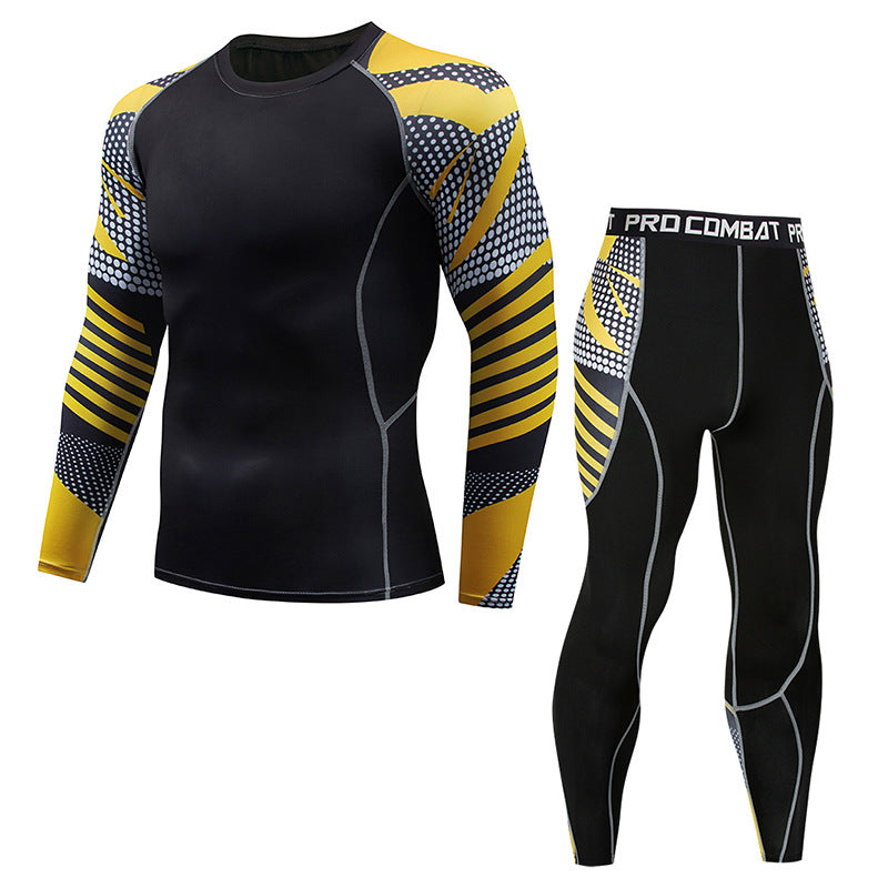 New Sports Tights Men's Lion Head Long-sleeved Sports Men's Fitness T-shirt Quick-drying Elastic PRO Suit-1