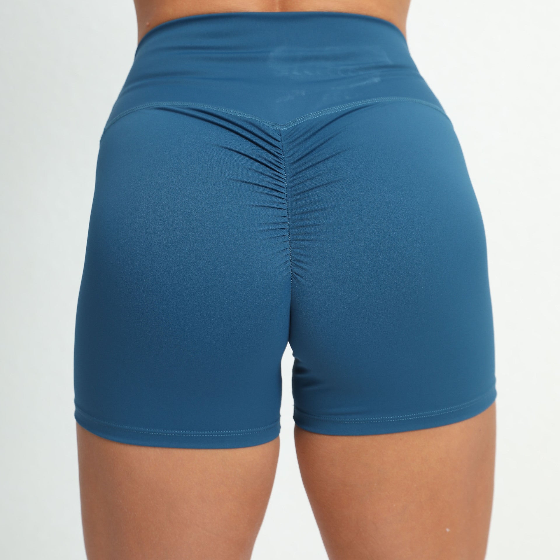 Pleated peach hip lift height waist yoga shorts 12 colors