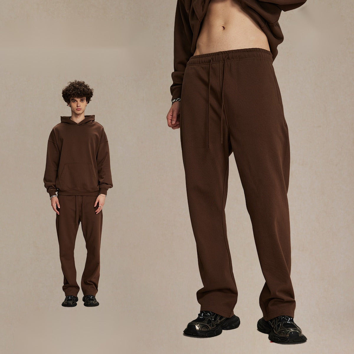 430g straight wool circle solid color pants loose sport