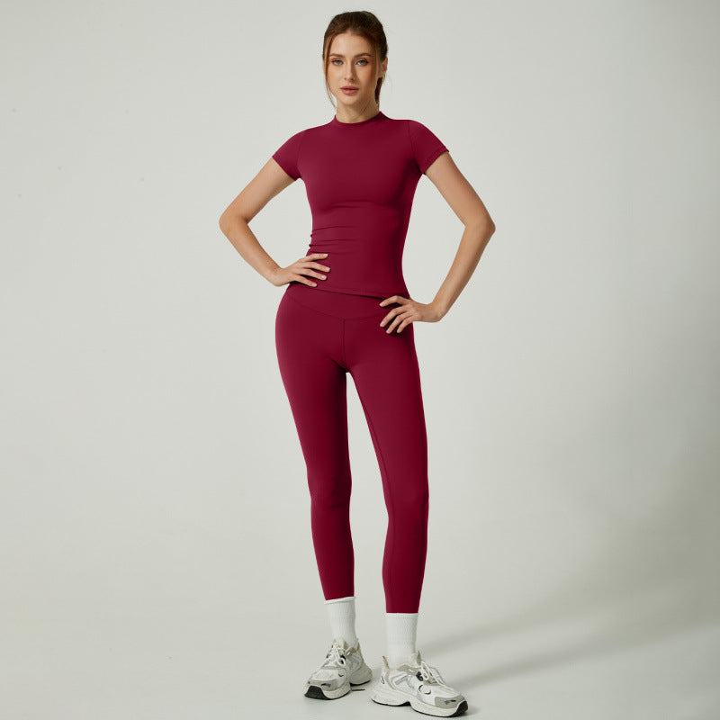 Women's two-piece short&long sleeve yoga pants suit
