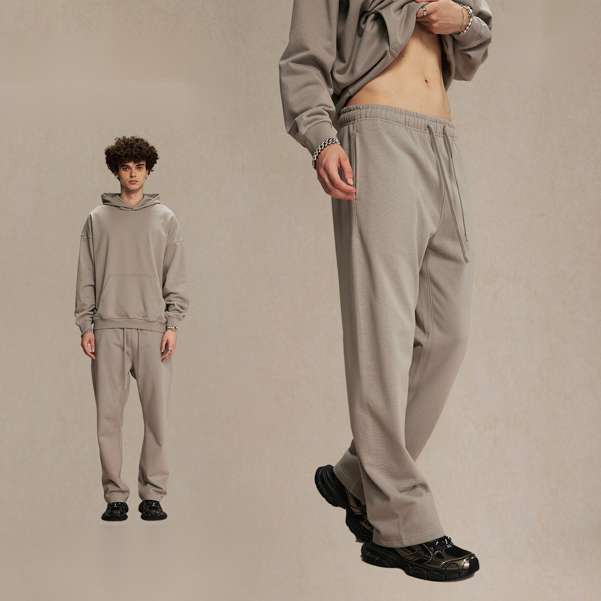 430g straight wool circle solid color pants loose sport