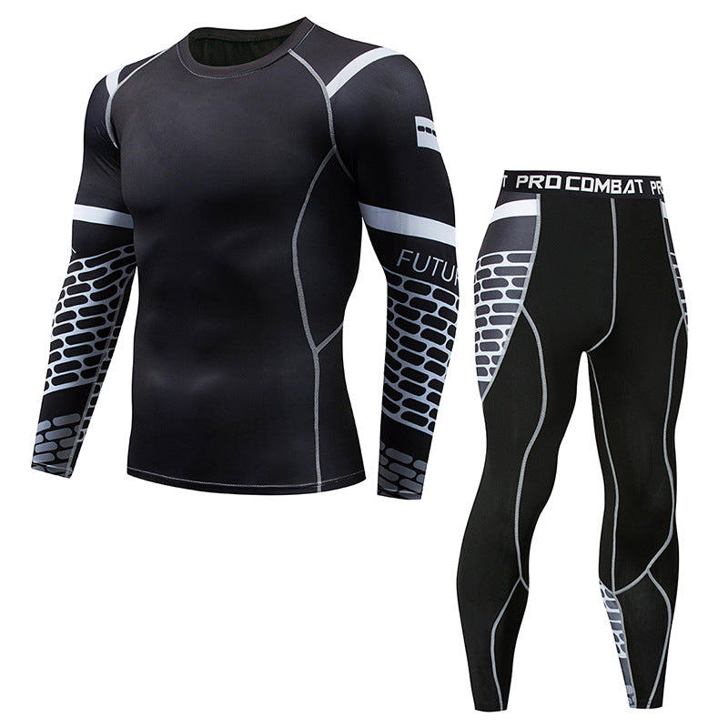New Sports Tights Men's Lion Head Long-sleeved Sports Men's Fitness T-shirt Quick-drying Elastic PRO Suit-1