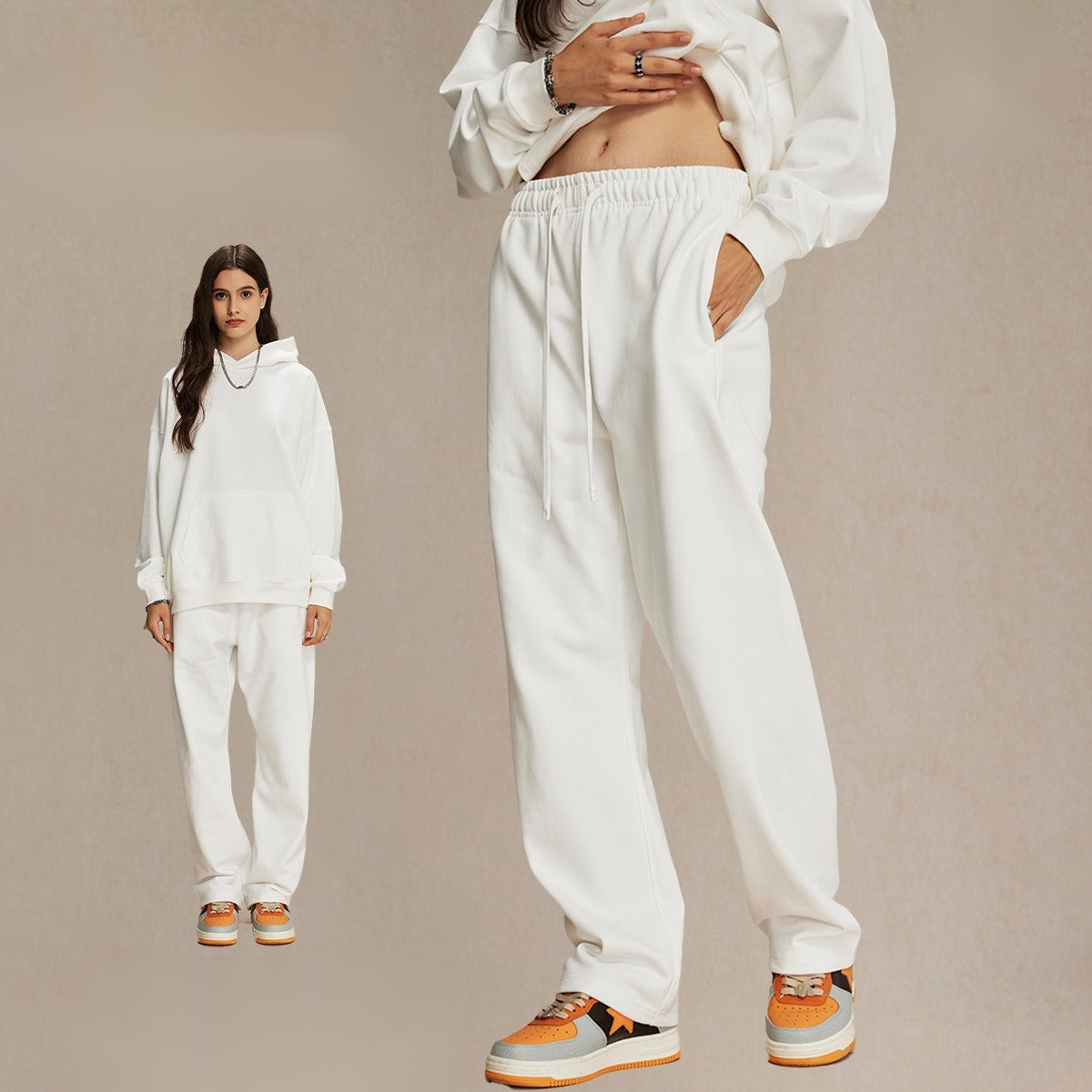 430g straight wool circle solid color pants loose sport