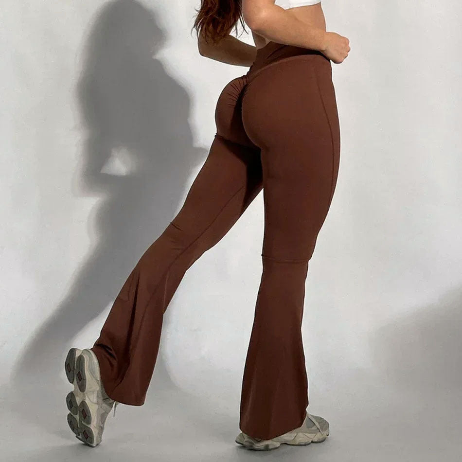 Peach hip lift Yoga Flare pants wide leg micro cropped pants high waist quick dry