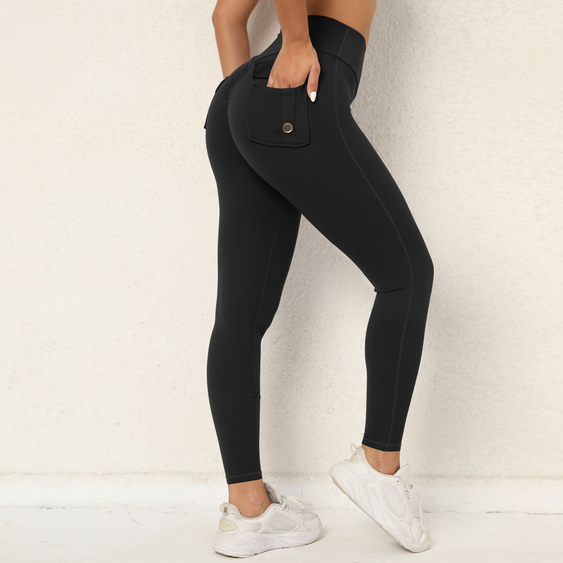Peach butt cargo tight height waist stretch button-up yoga pants 14 colors