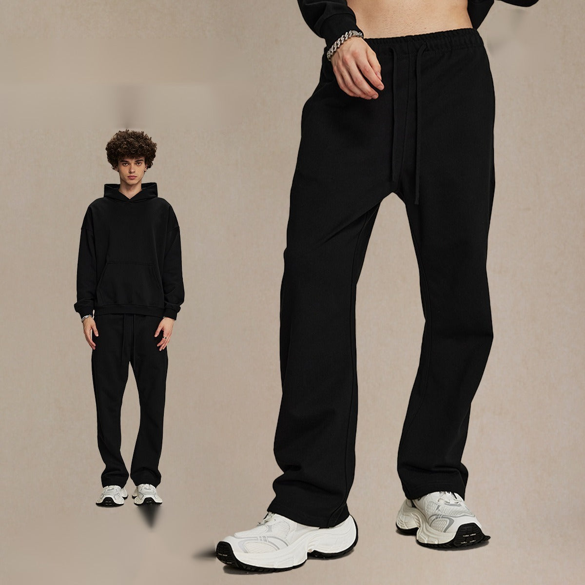 430g straight wool circle solid color pants loose sport