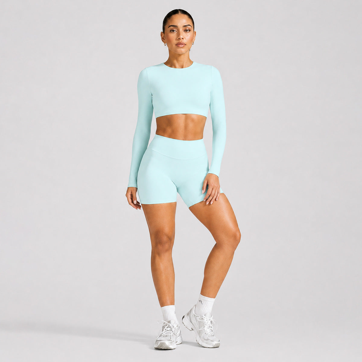Backless long sleeve T-shirt sports short sleeve suit women with breast pad fitness top outdoor sports yoga suit
