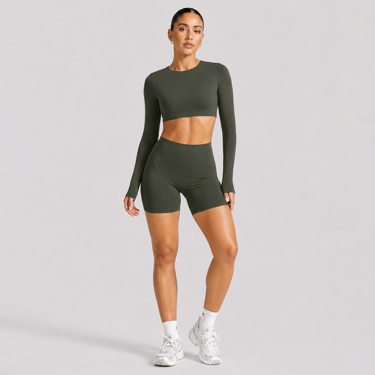 Backless long sleeve T-shirt sports short sleeve suit women with breast pad fitness top outdoor sports yoga suit