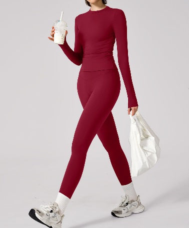 Women's two-piece short&long sleeve yoga pants suit