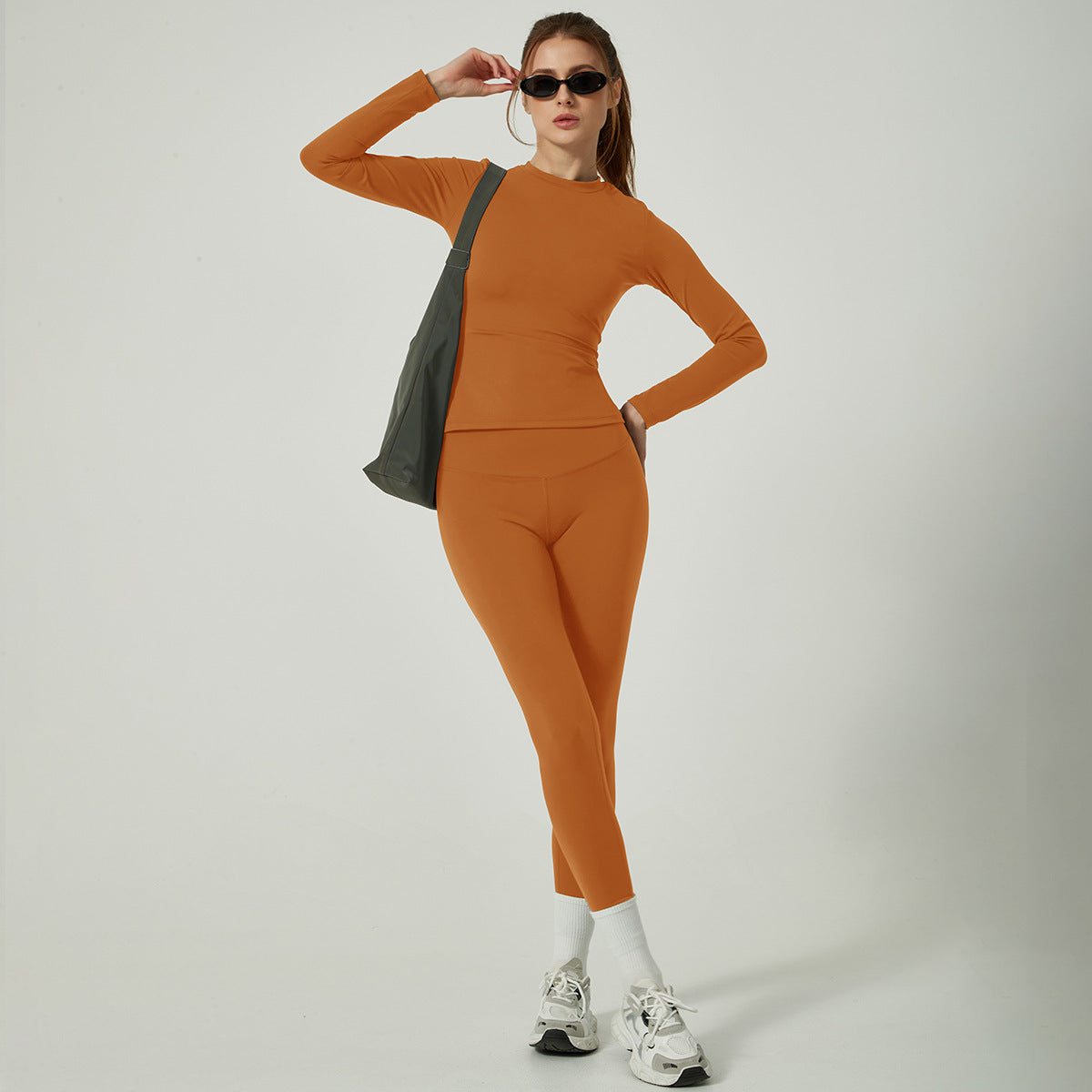 Women's two-piece short&long sleeve yoga pants suit