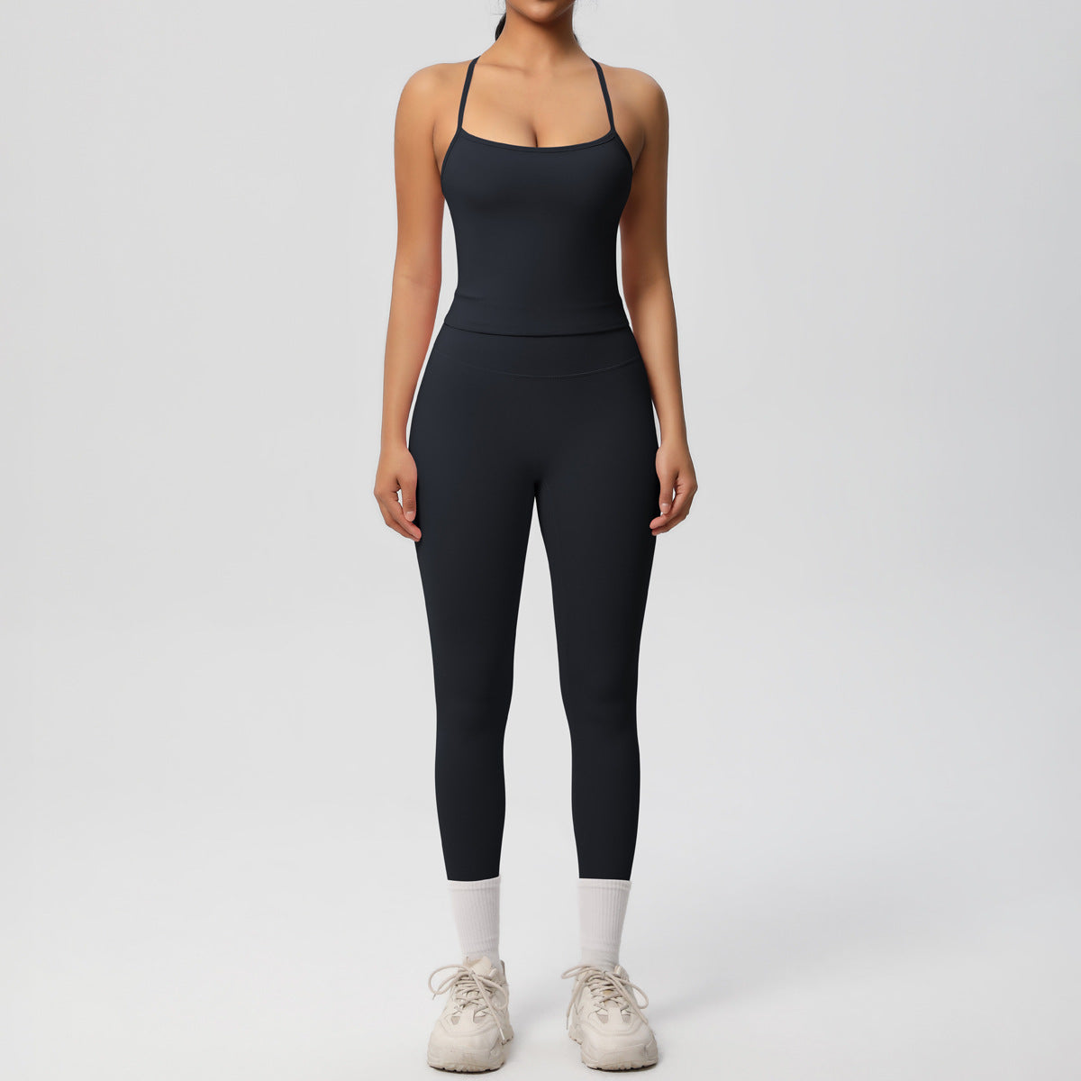 Women Double - sided hairdressing beauty back tight sports yoga suit running fitness two piece set