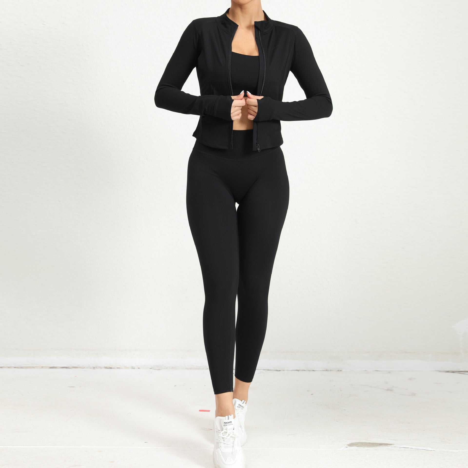 Skintight yoga suit 3 piece nude set