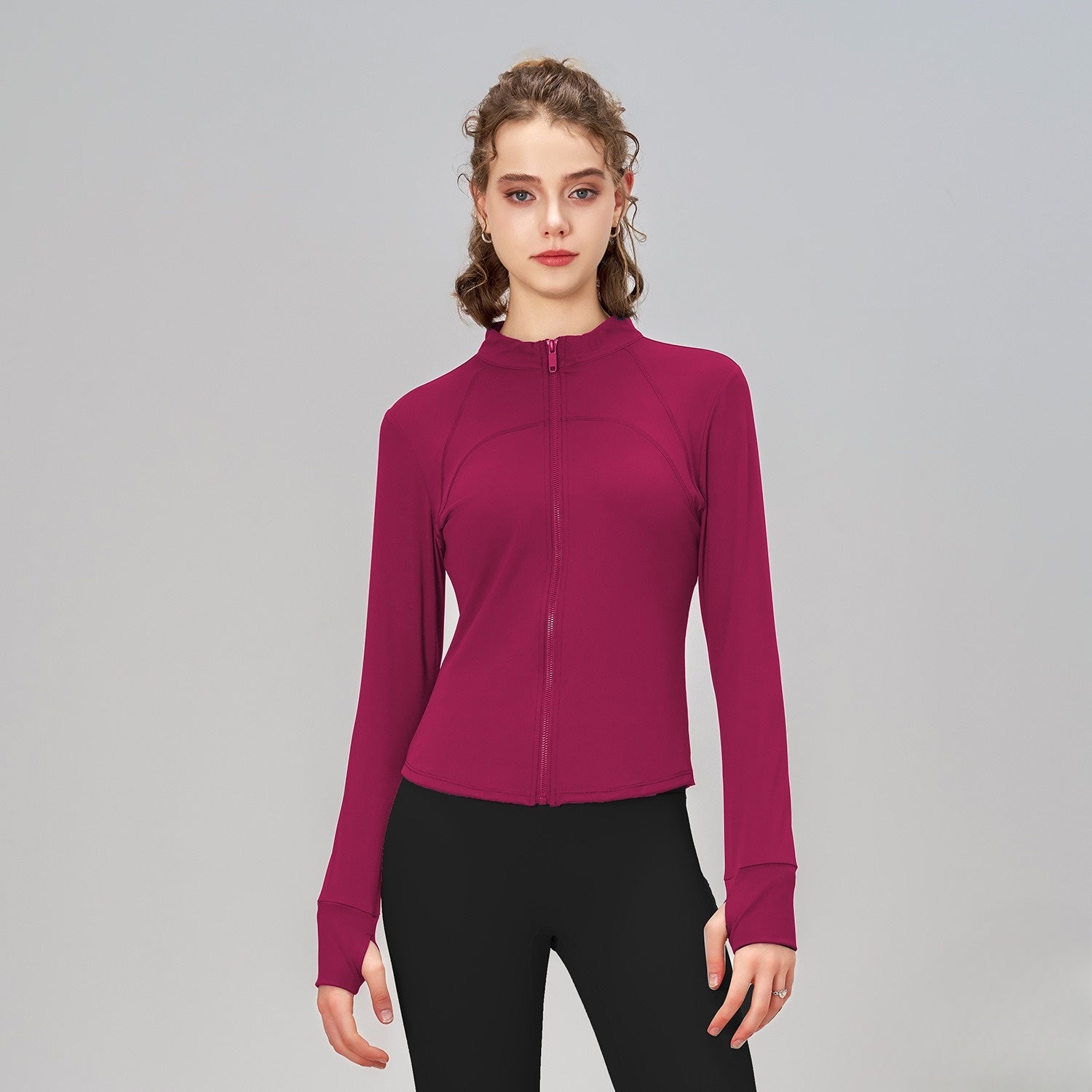 Yoga top zipper coat woman slim