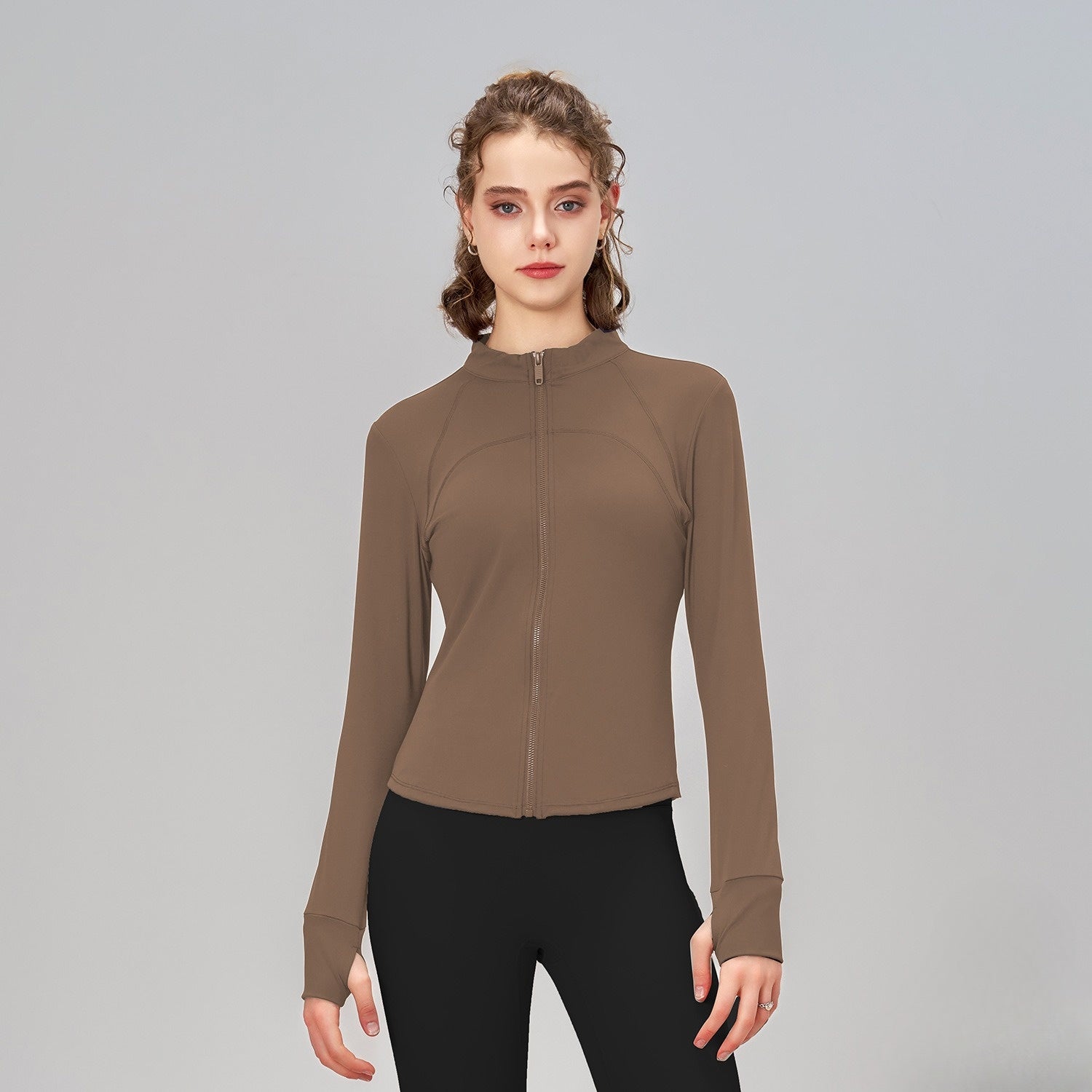 Yoga top zipper coat woman slim