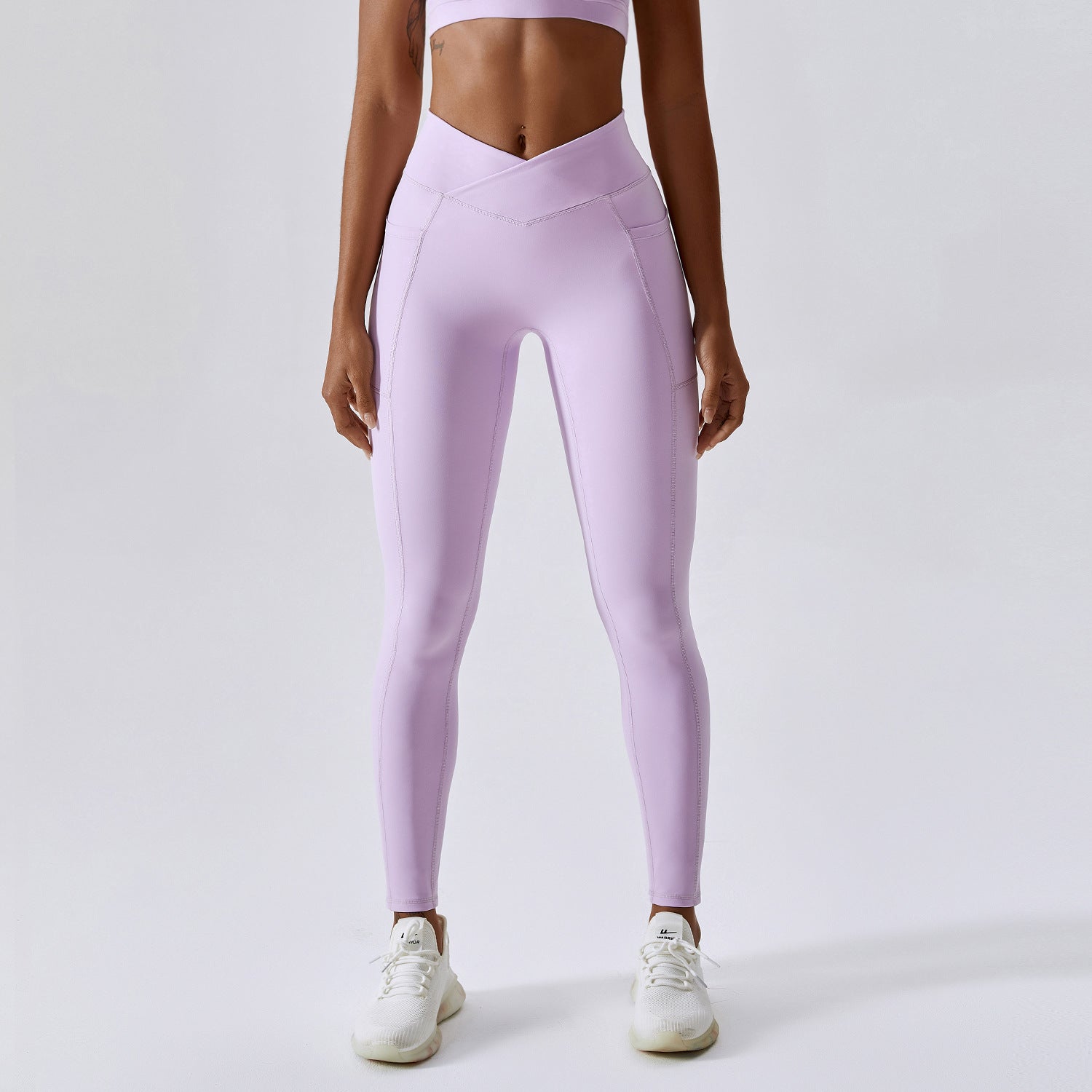 Nude Yogi fitness pants Cross waist tight running pants 8001 5colors