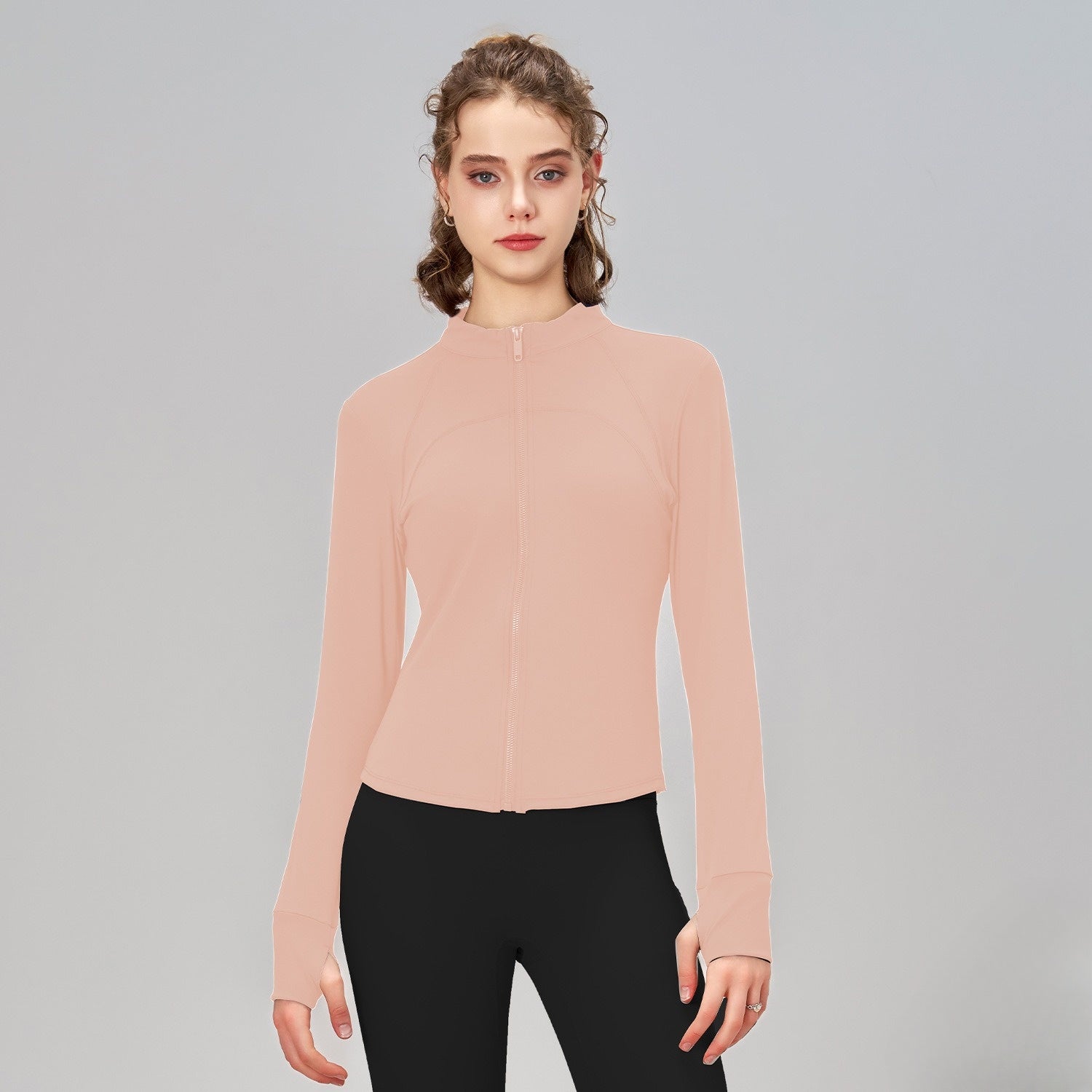 Yoga top zipper coat woman slim