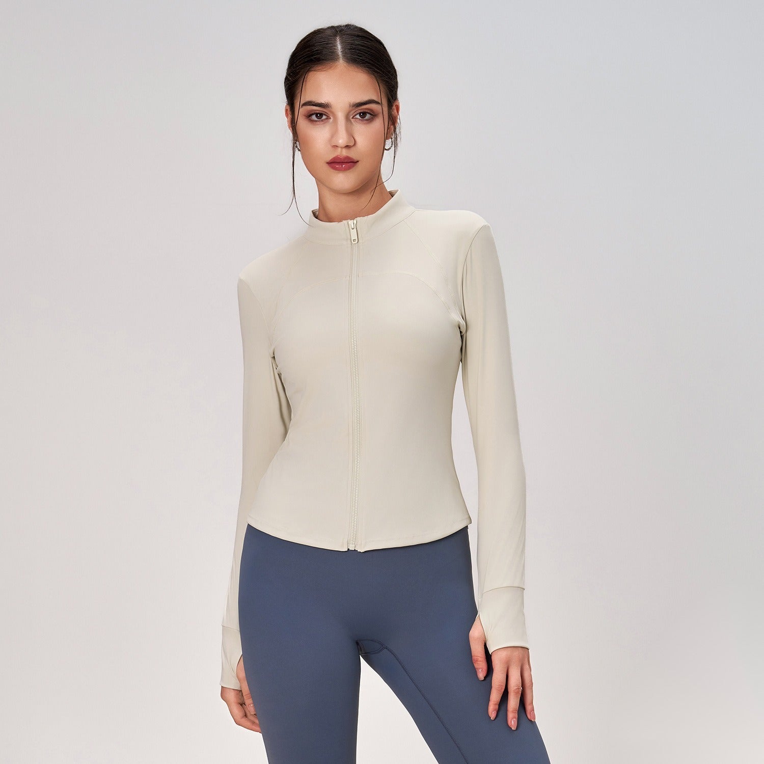 Yoga top zipper coat woman slim
