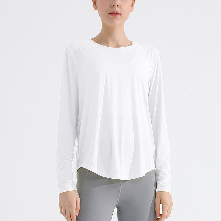Outdoor yoga top women loose running fitness wear top smock quick dry long sleeve