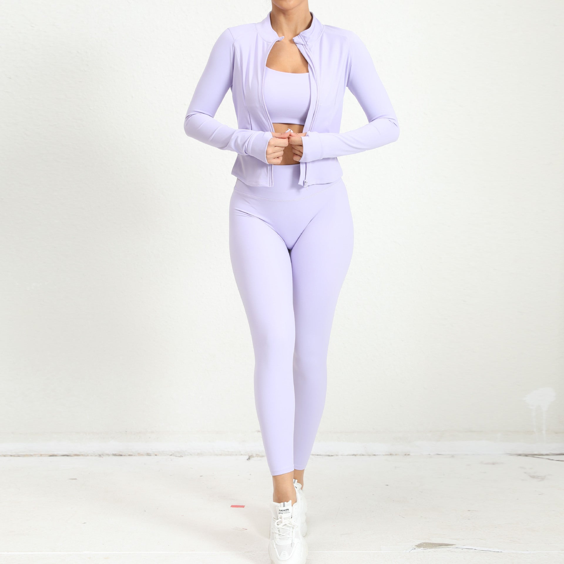 Skintight yoga suit 3 piece nude set