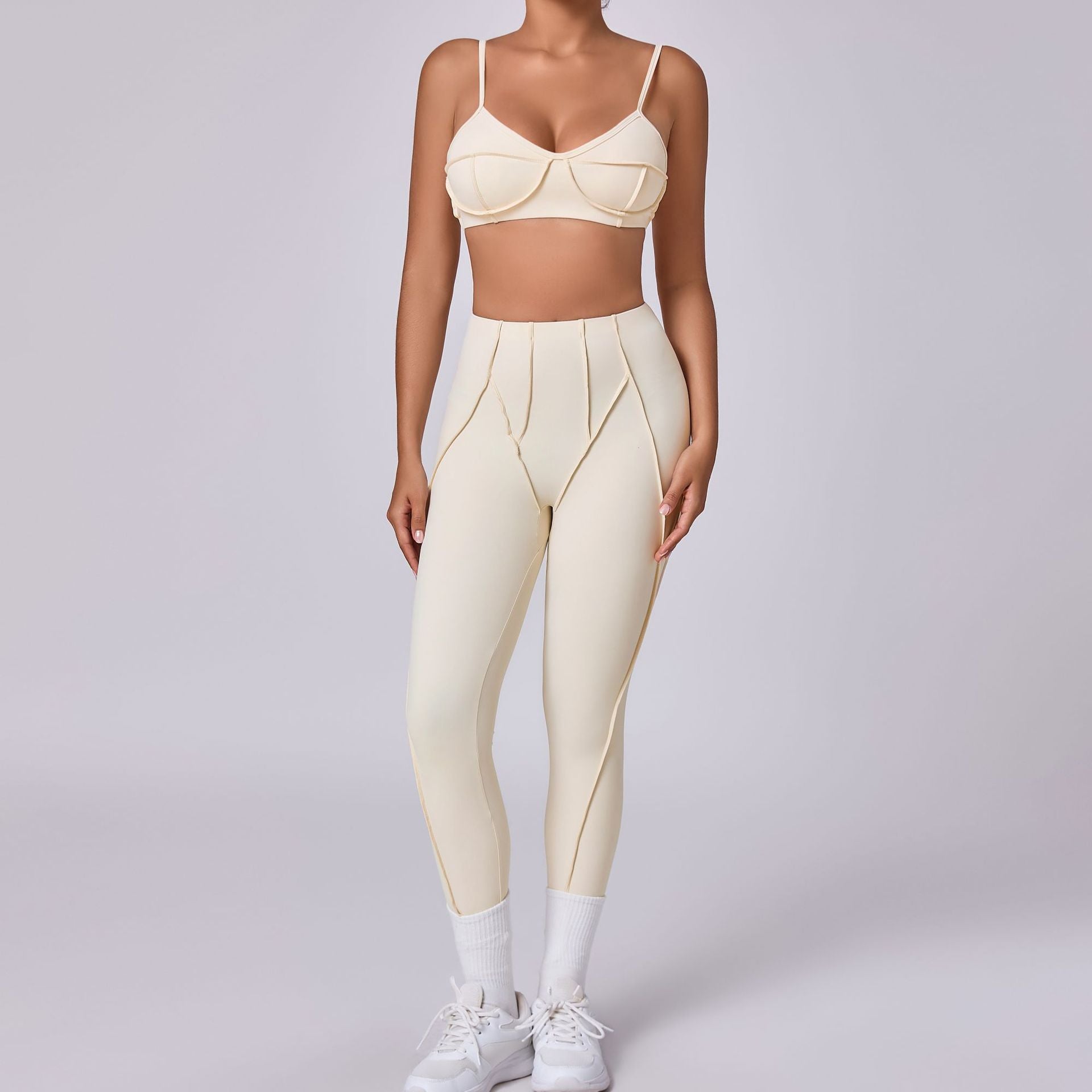 Frosted tight yoga suit casual suit running exercise yoga set