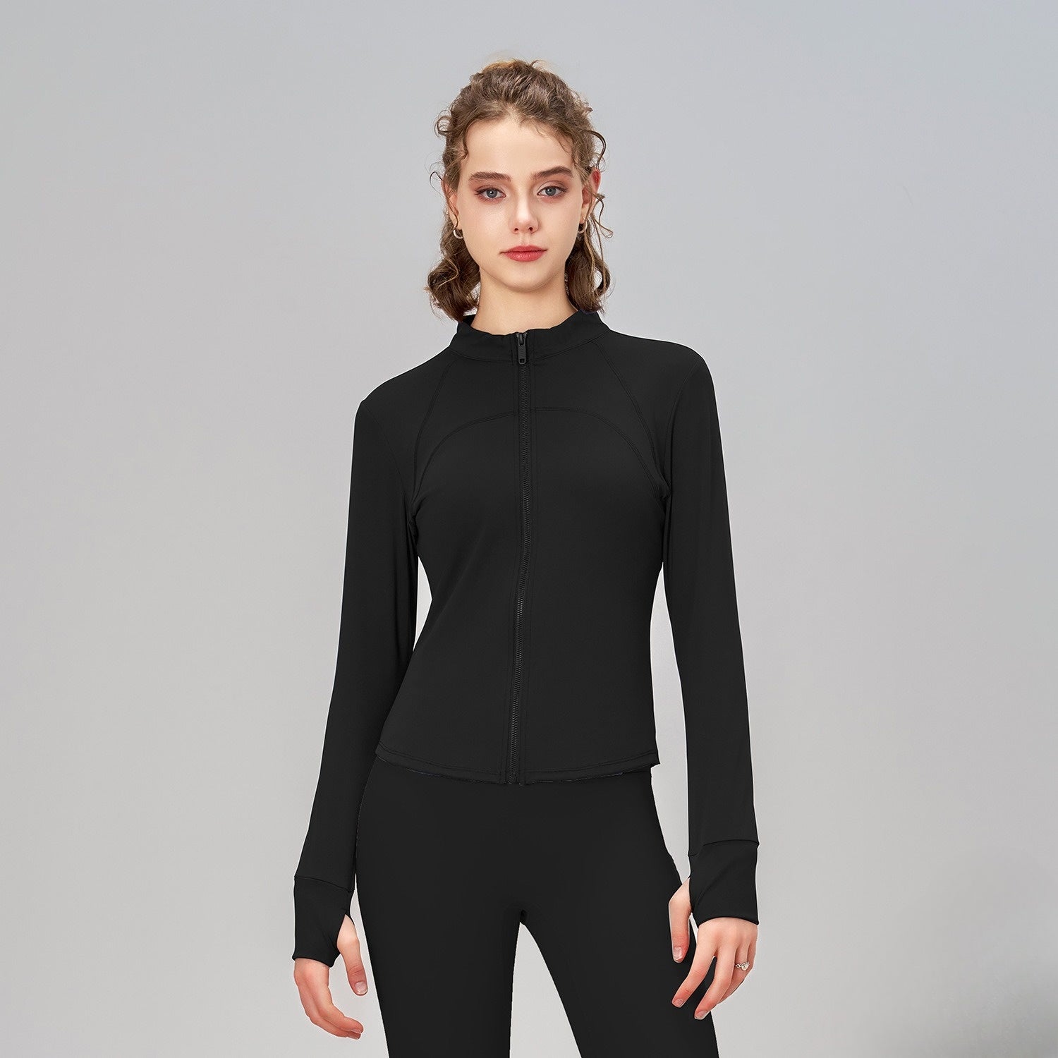 Yoga top zipper coat woman slim
