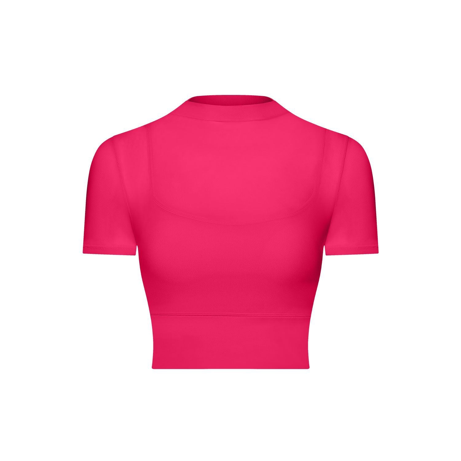 Sexy mesh yoga dress Short sleeve running quick-drying sports bra with breast pad