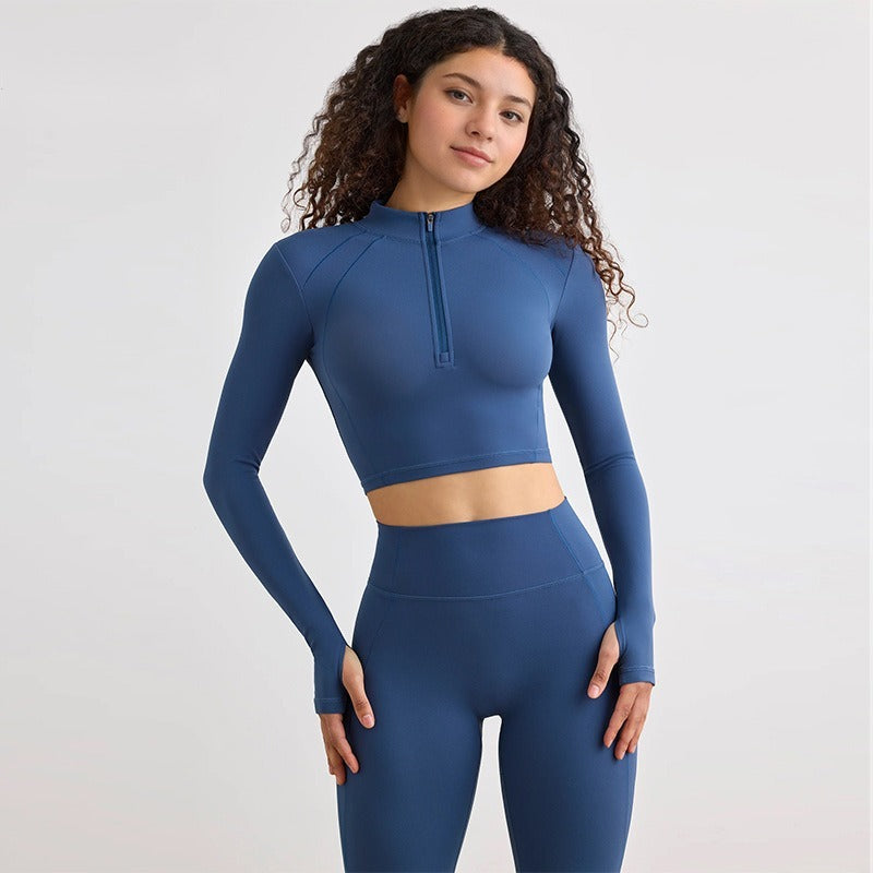 Half zip long sleeve yoga pantsuit