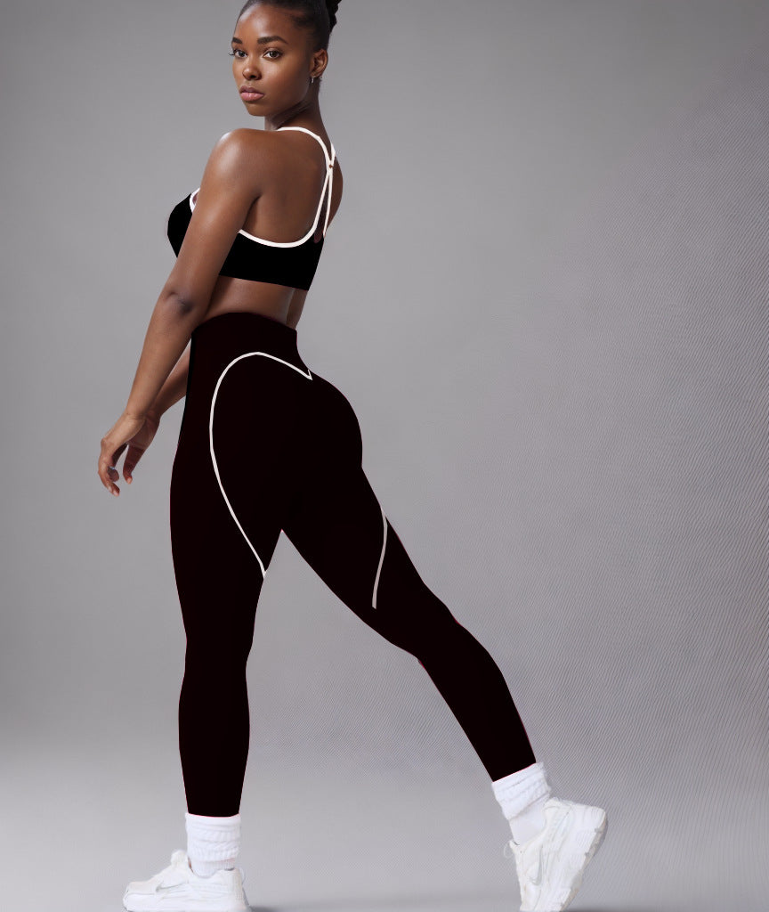 Color contrast bra Strap Instant dry hip lift Yoga pantsuit