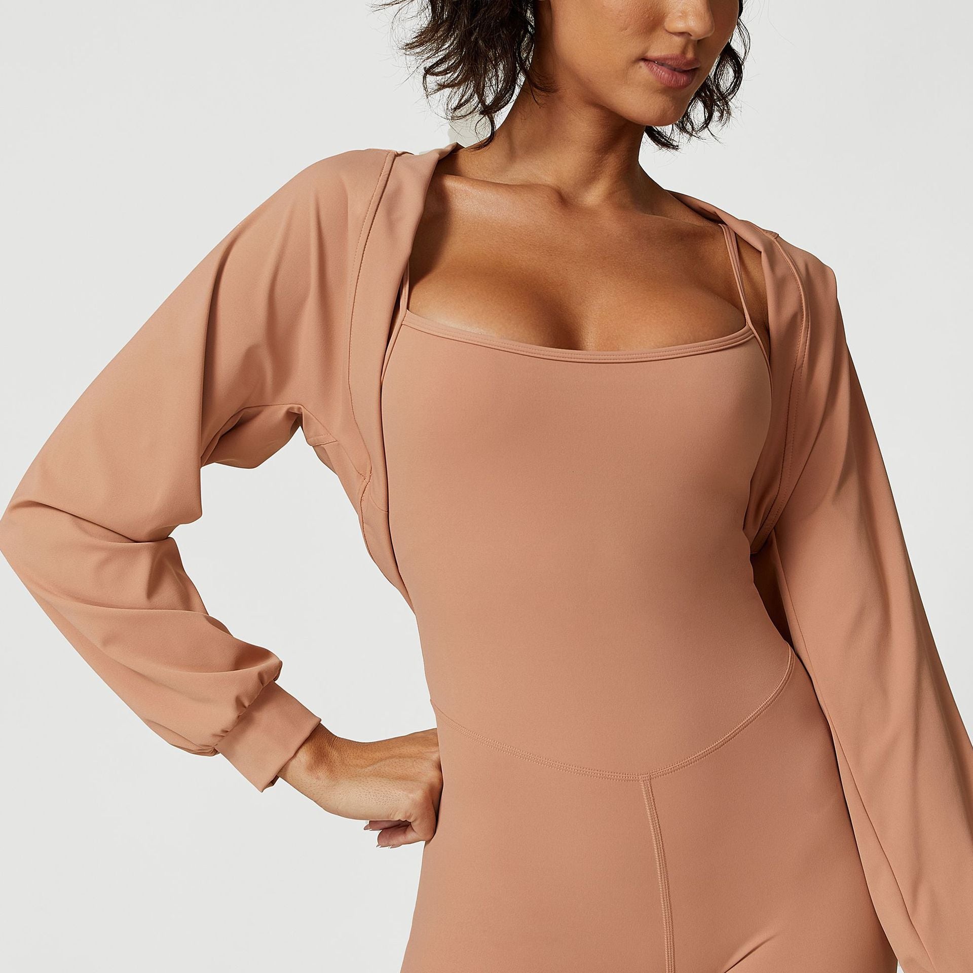 One-piece jumpsuit jacket Short and long short yoga suit