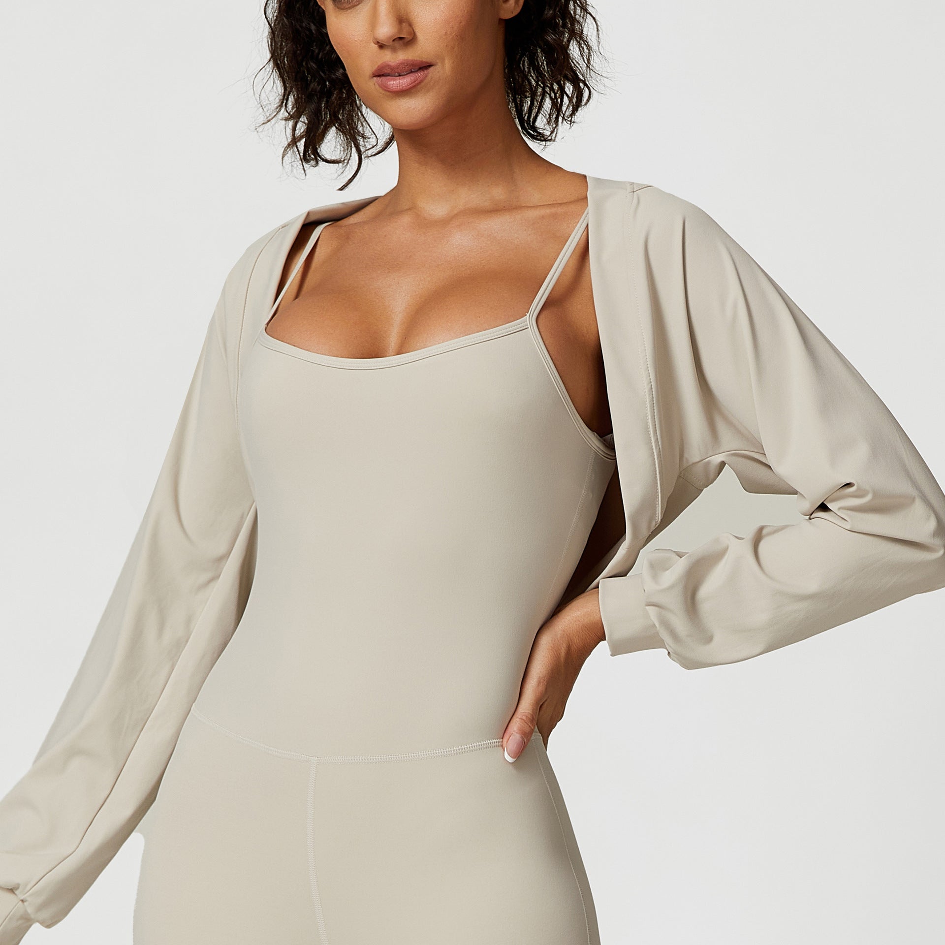 One-piece jumpsuit jacket Short and long short yoga suit