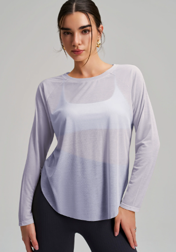 Outside wear bamboo yarn yoga smock female long sleeve round neck blazer loose slim fitness leisure quick dry smock
