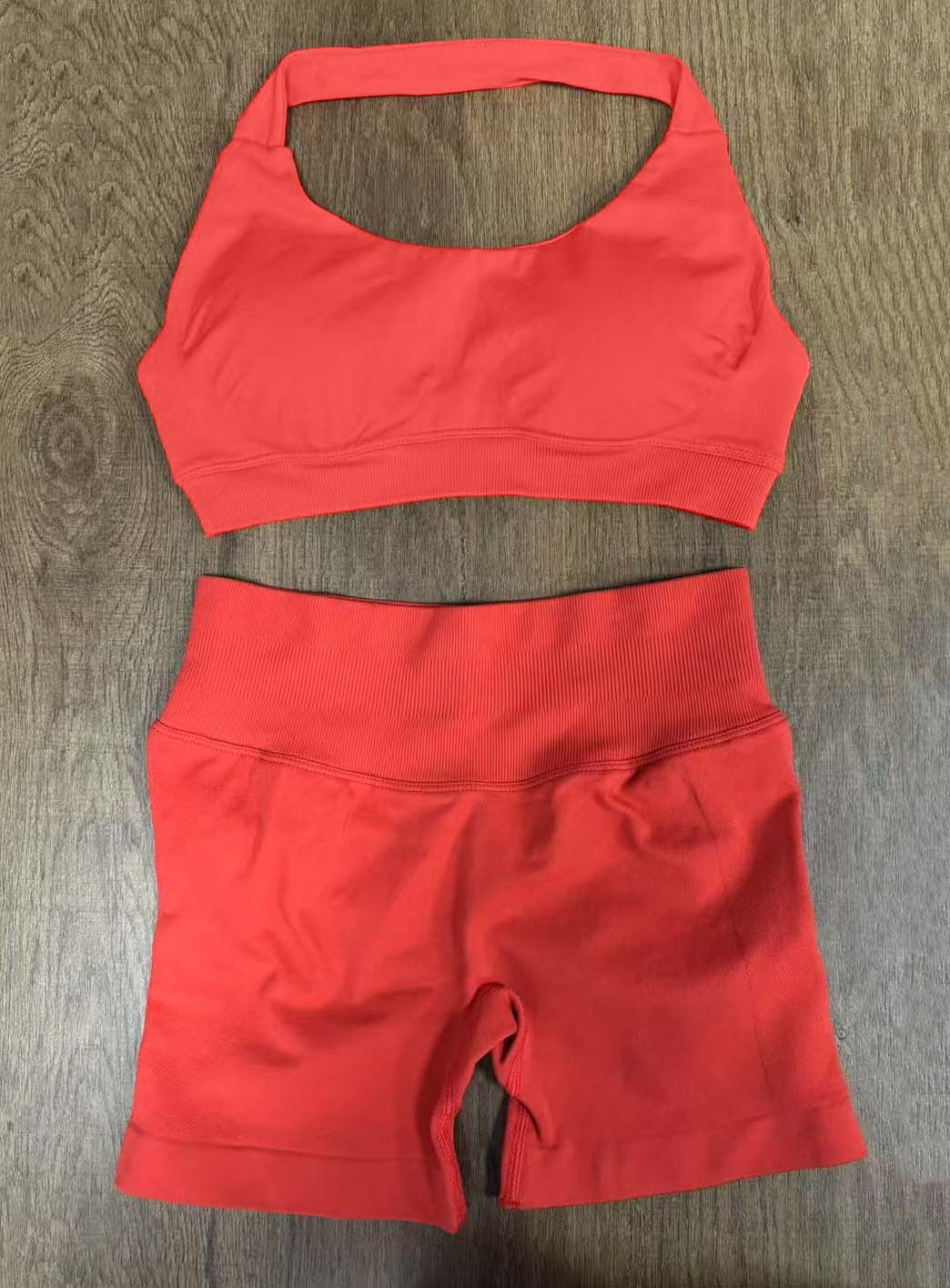 Women Halter Neck High Waist Yoga Tracksuit Slim Fitness Shorts Set 1