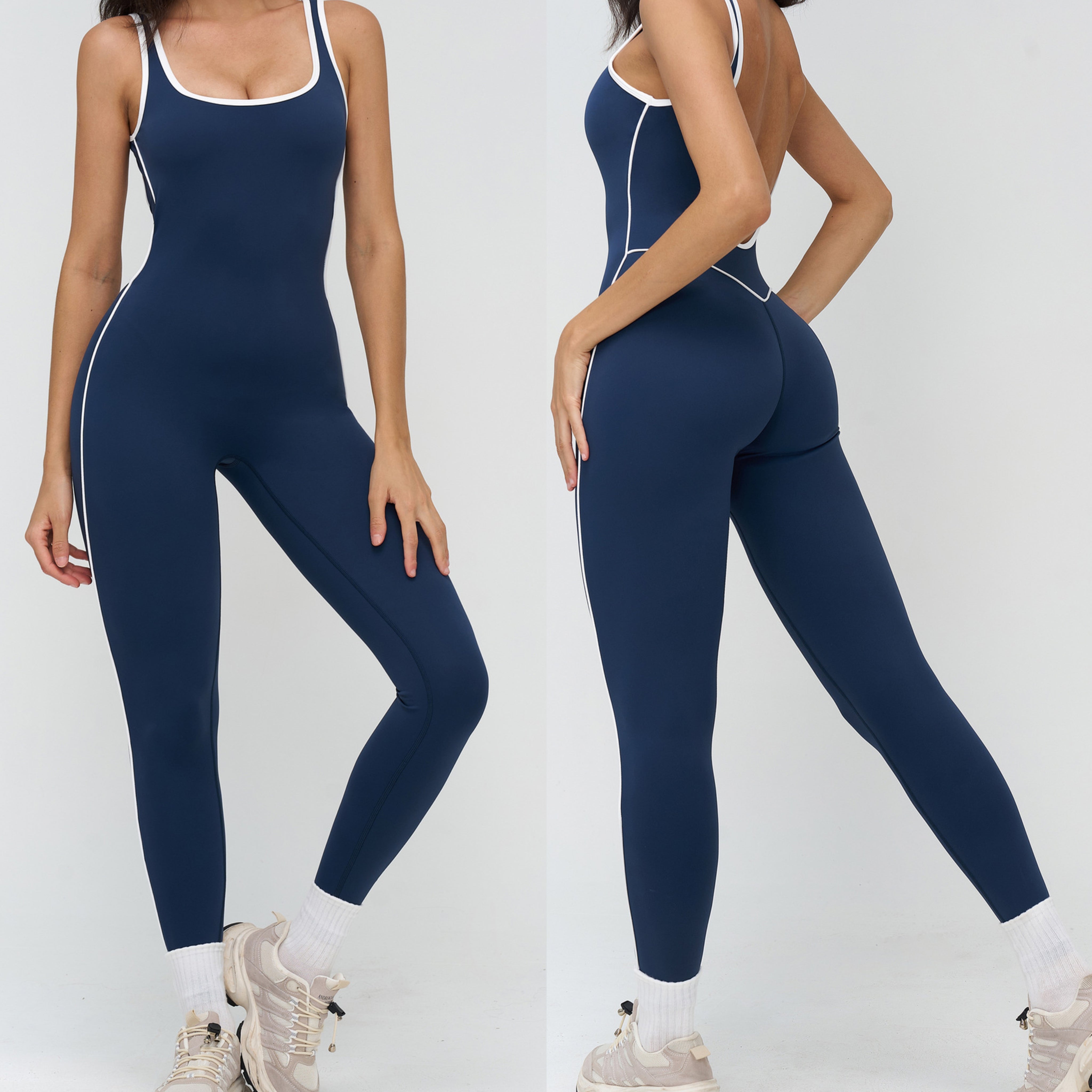 Yoga jumpsuit generous neckline, fitness suit, running sports jumpsuit for women 9528