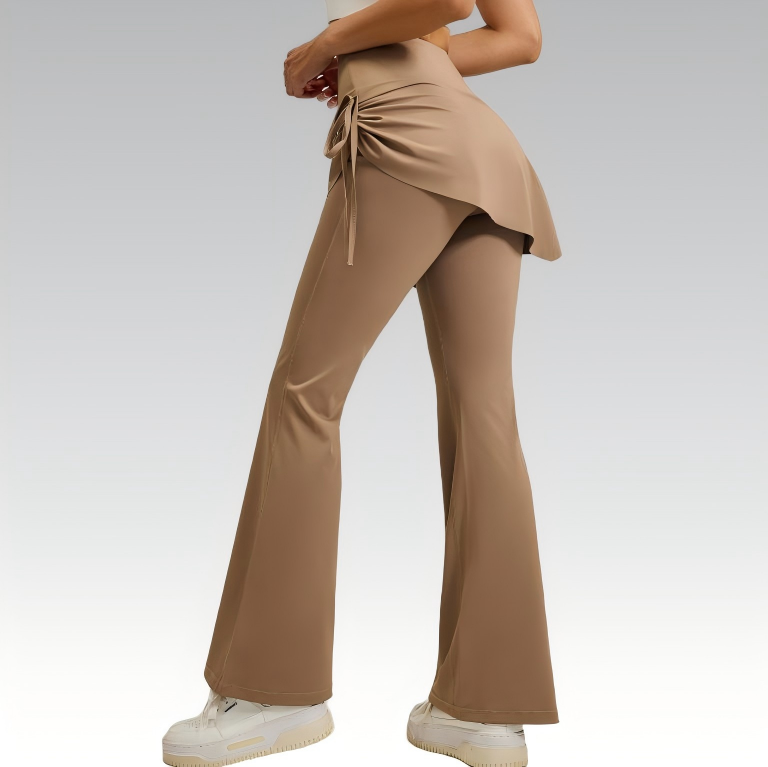 New Ruffled Flared Skort, Fake Two-Piece High-Waist Lifting Yoga Pants for Pilates
