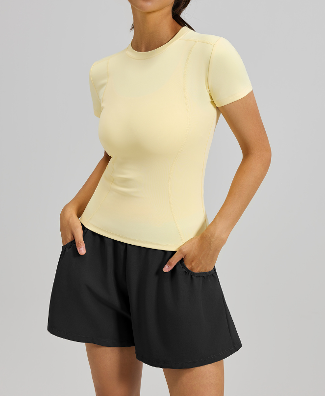 Solid color sports suit high waist tight running hip yoga fitness suit female