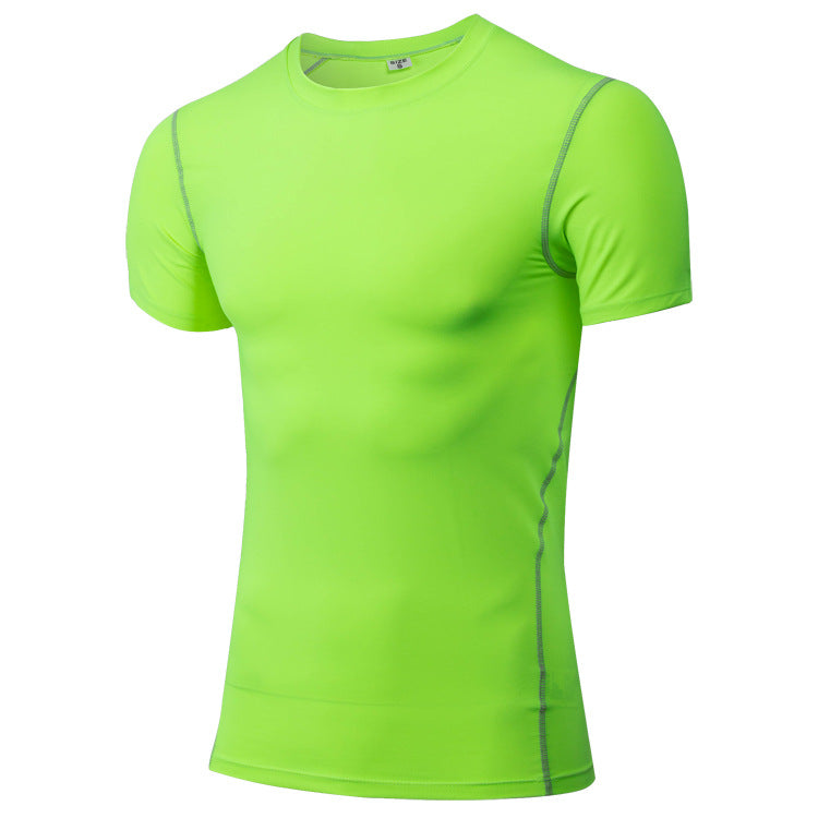 Men's skintight training short sleeve fitness clothes Stretch quick dry T-shirt 12 color 1003